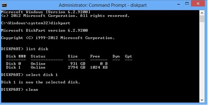 Shows the command prompt window and that I have typed "clean"